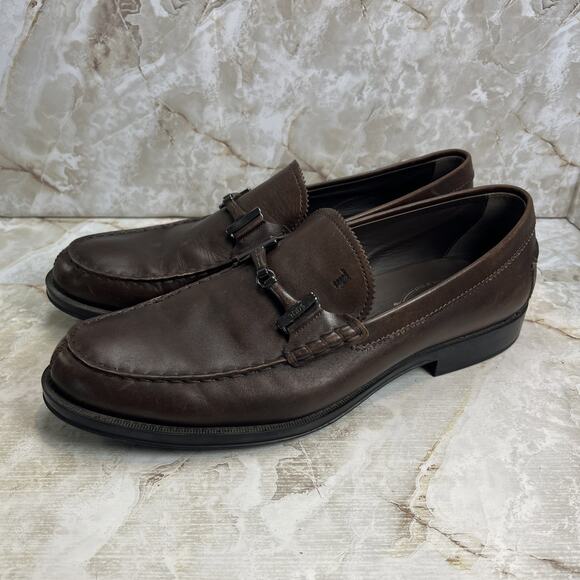 Tod\'s Buckle Loafers Shoes Men\'s Size 11 Brown Leather Dress City Italy main image 15